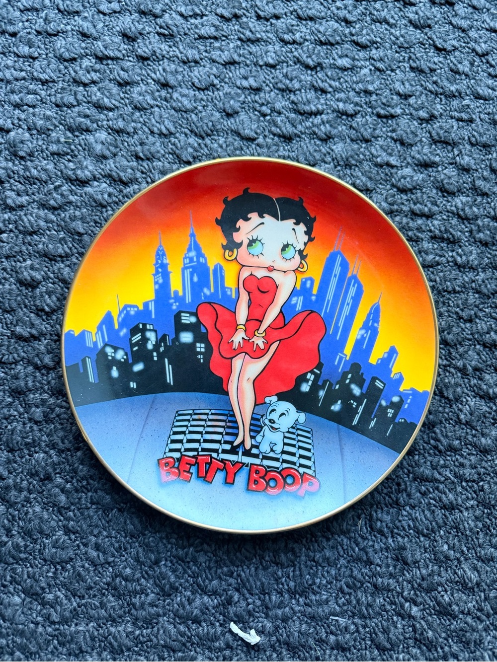 Betty Boop White Collector Plate Backstamp with Blue Script